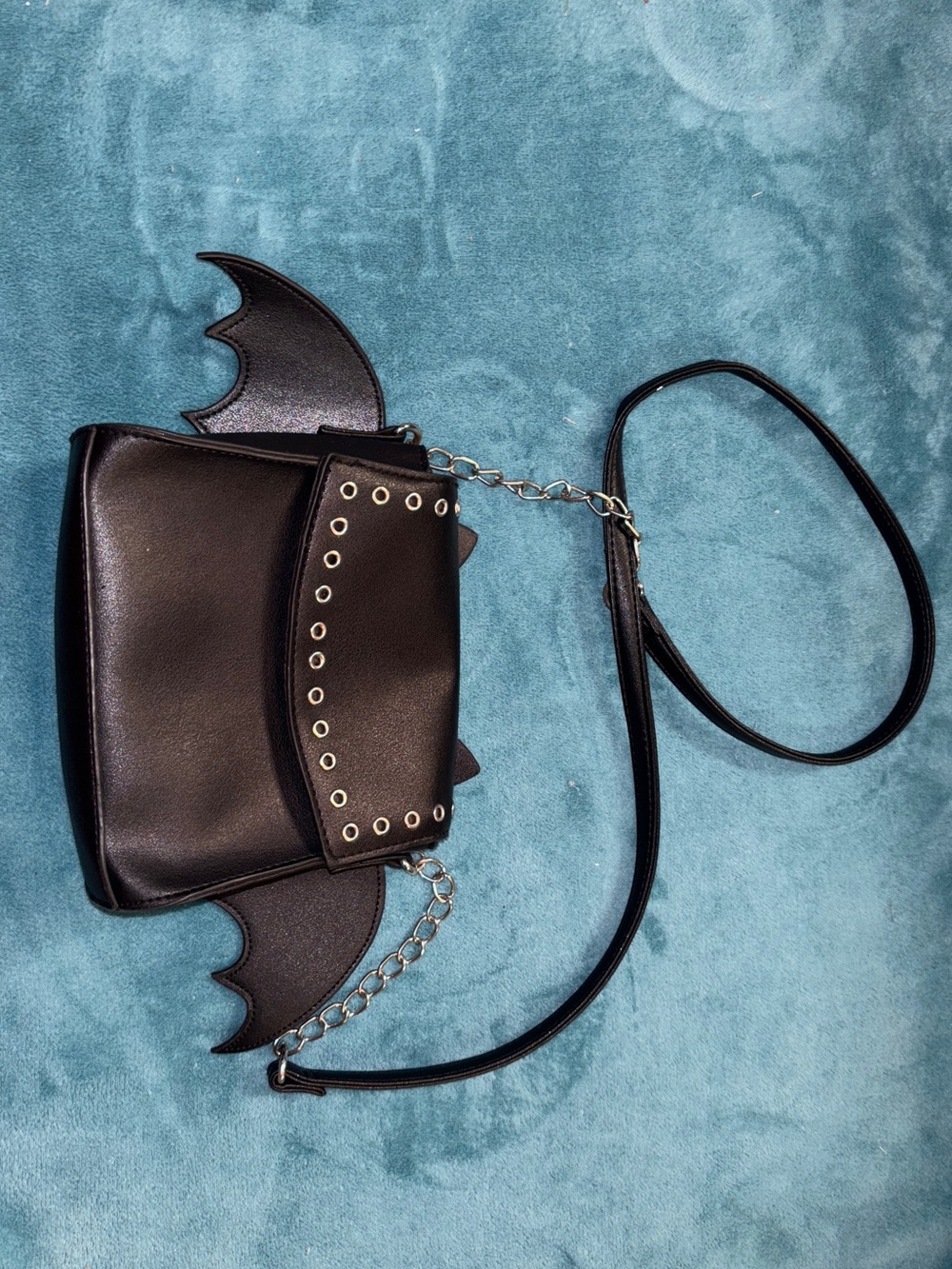 Bioworld Black Bat Wing Crossbody with Silver Studs